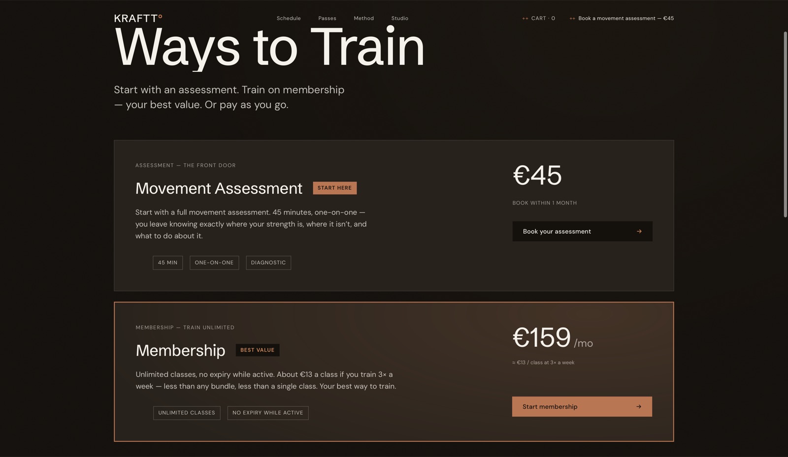 KRAFTT pricing: Ways to Train